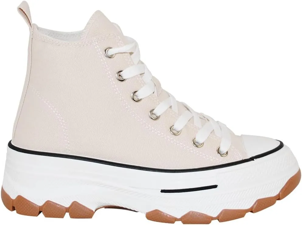 TRENDSUP Womens Sneakers Platform Shoes 2 Inch Height Lace Up Fashion Sneaker Shoes