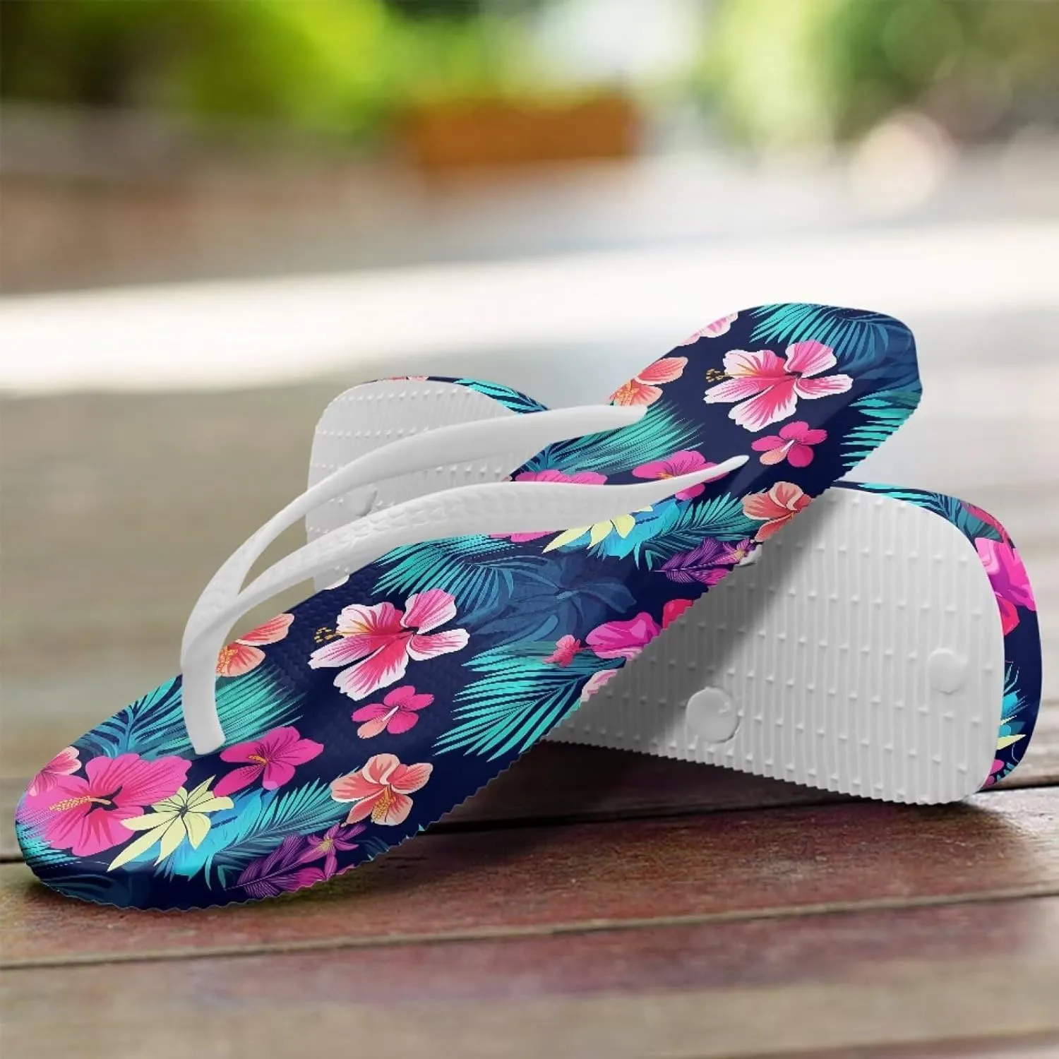 Tropical Plants Sandals Women Slim Shower Shoes Summer Beach Comfy Thong Cushion Flip Flops for Women