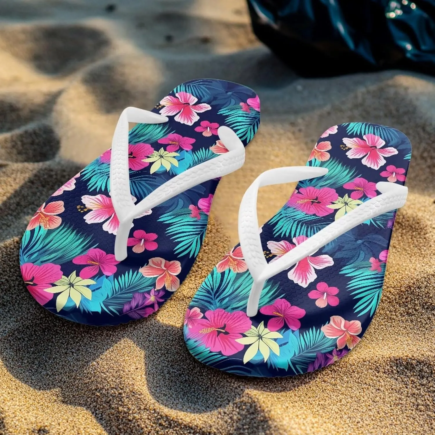Tropical Plants Sandals Women Slim Shower Shoes Summer Beach Comfy Thong Cushion Flip Flops for Women