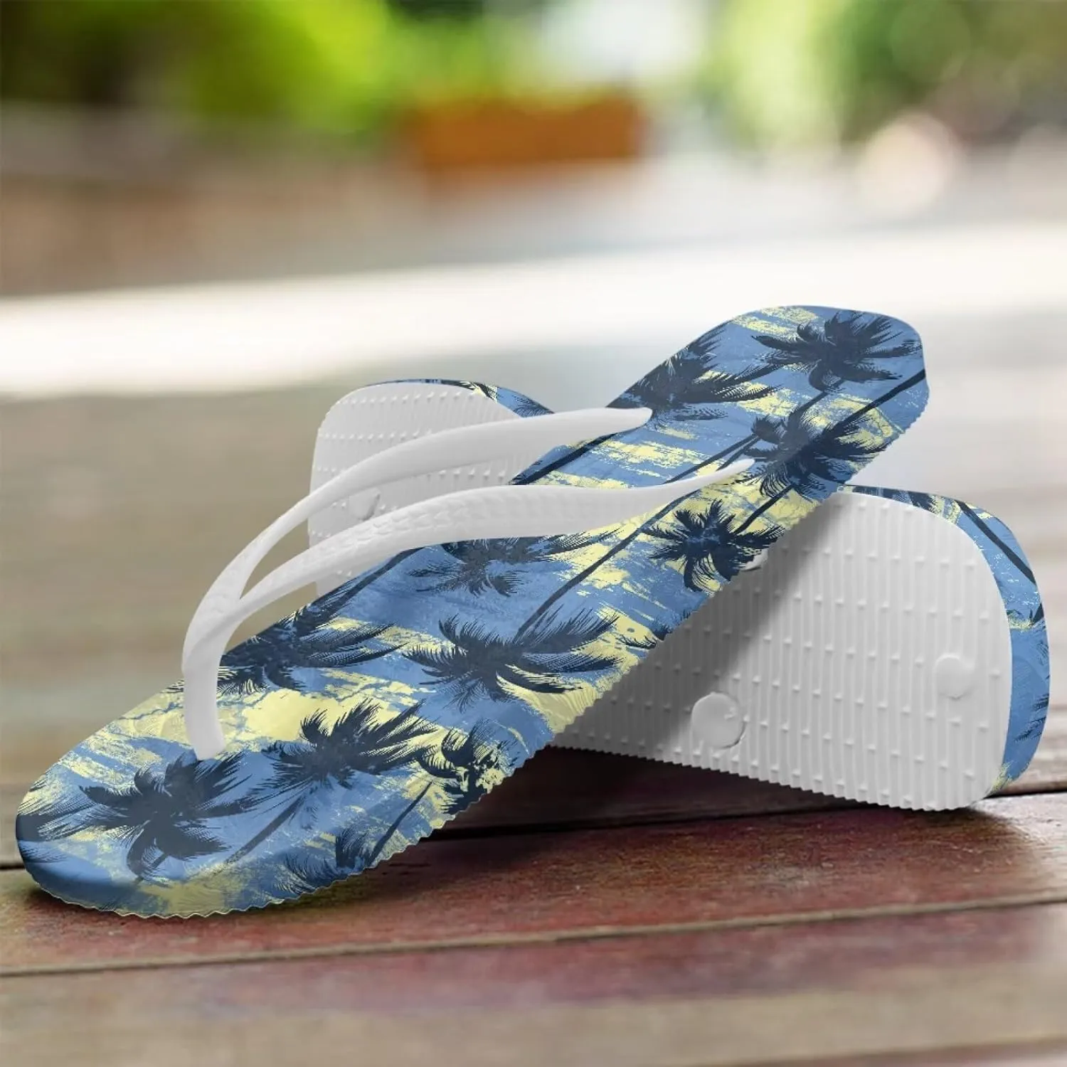 Tropical Plants Sandals Women Slim Shower Shoes Summer Beach Comfy Thong Cushion Flip Flops for Women
