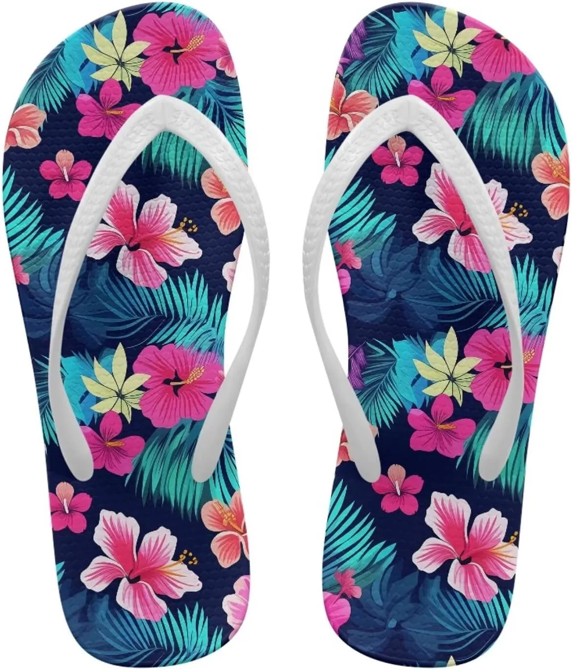 Tropical Plants Sandals Women Slim Shower Shoes Summer Beach Comfy Thong Cushion Flip Flops for Women