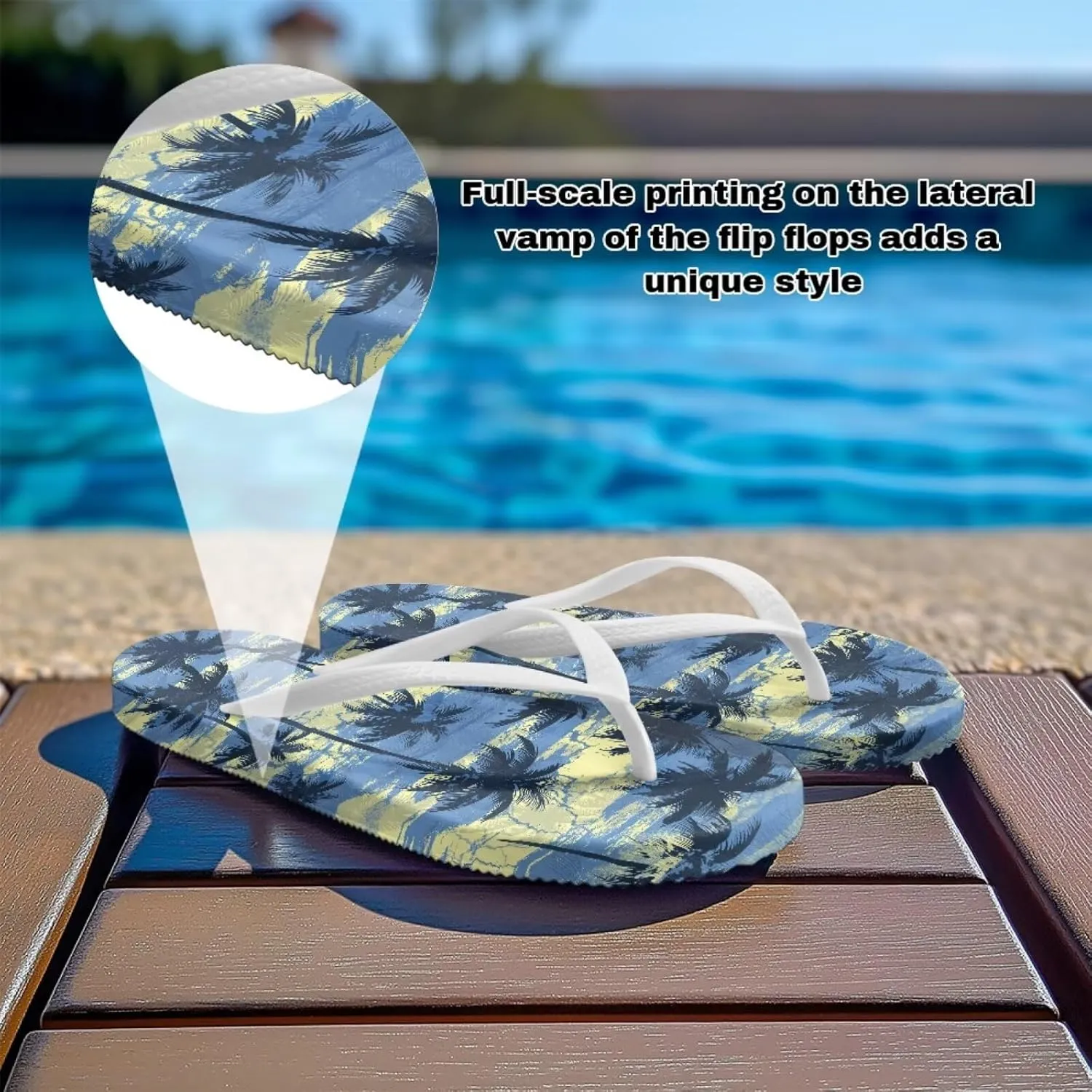 Tropical Plants Sandals Women Slim Shower Shoes Summer Beach Comfy Thong Cushion Flip Flops for Women