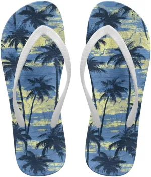 Tropical Plants Sandals Women Slim Shower Shoes Summer Beach Comfy Thong Cushion Flip Flops for Women