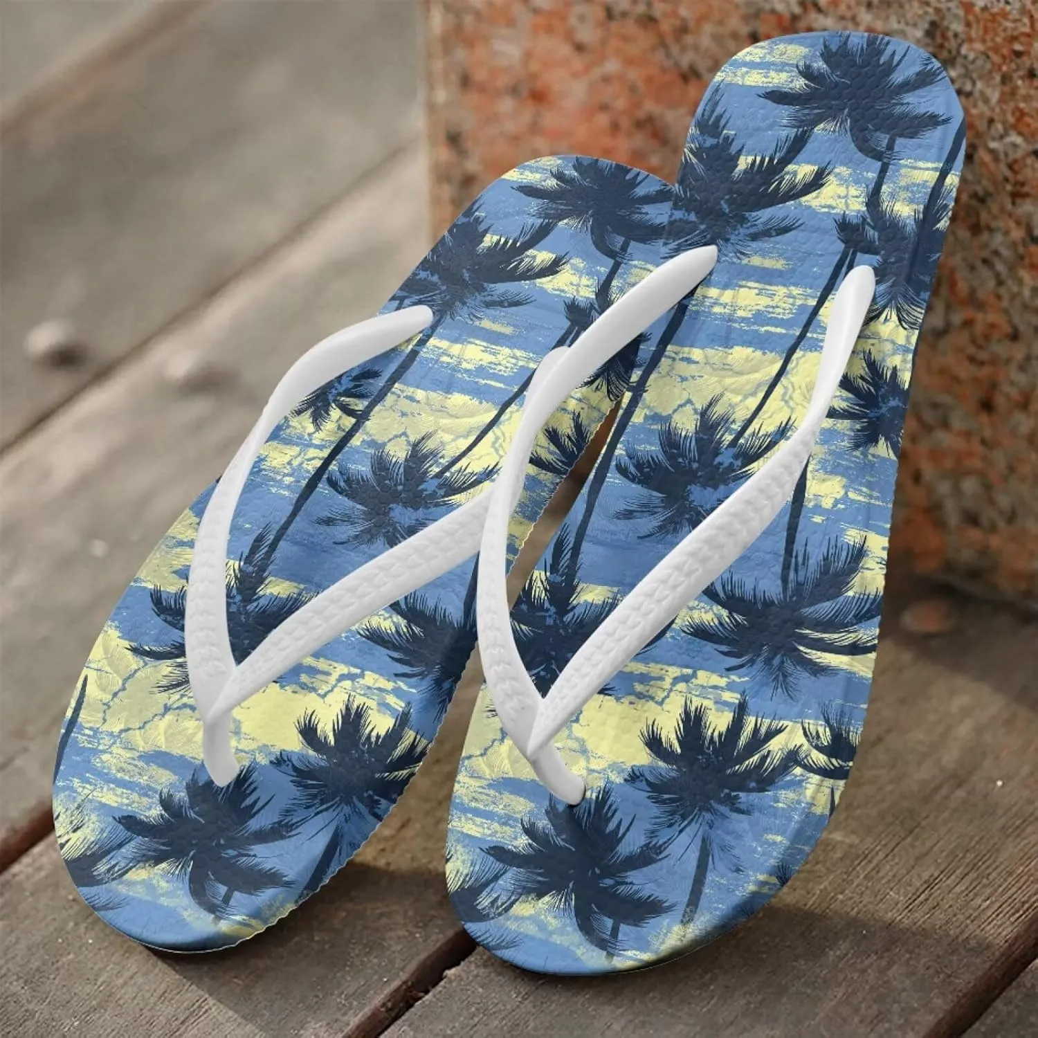 Tropical Plants Sandals Women Slim Shower Shoes Summer Beach Comfy Thong Cushion Flip Flops for Women
