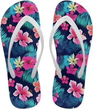 Tropical Plants Sandals Women Slim Shower Shoes Summer Beach Comfy Thong Cushion Flip Flops for Women