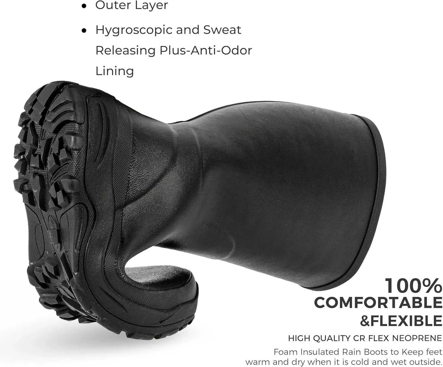 Ubon Rain Boots for Men Waterproof Rubber Boots Outdoor Work Garden Boots