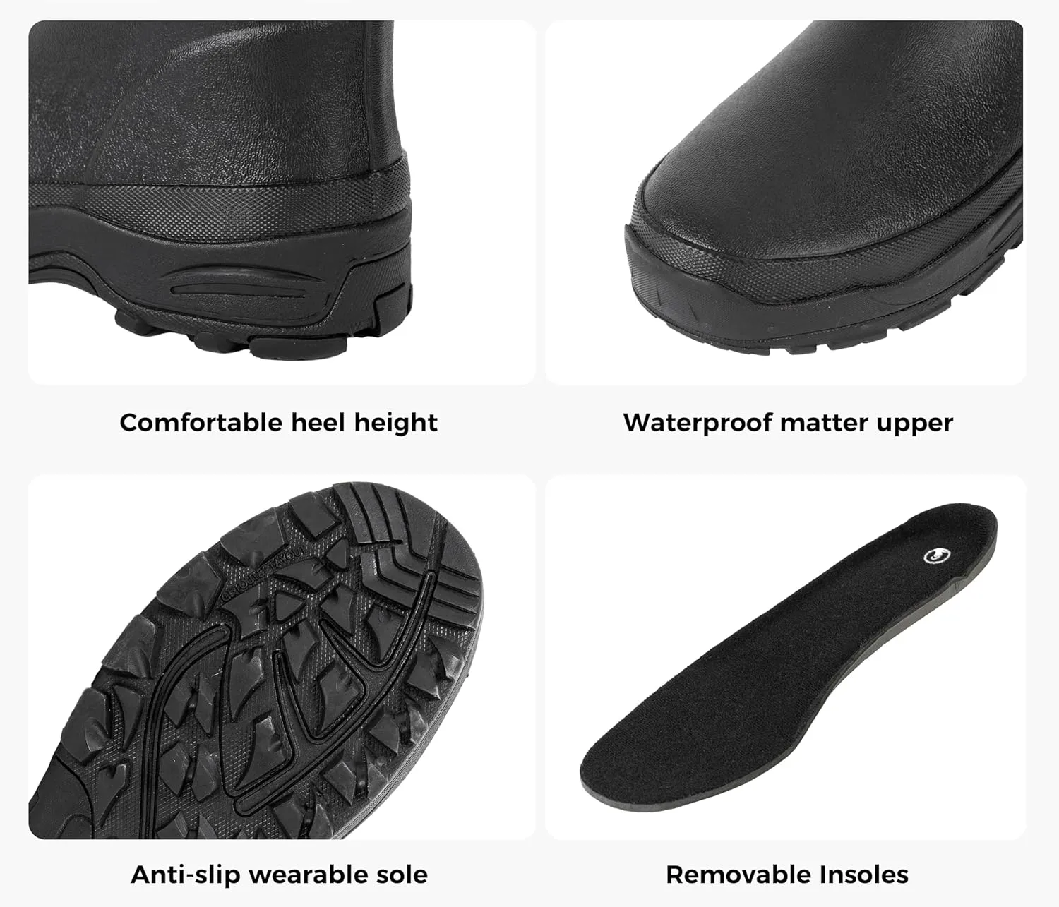 Ubon Rain Boots for Men Waterproof Rubber Boots Outdoor Work Garden Boots