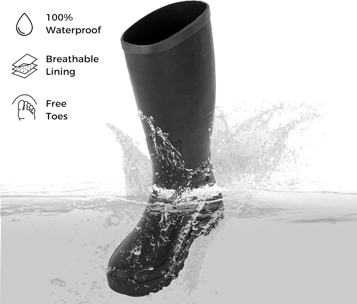 Ubon Rain Boots for Men Waterproof Rubber Boots Outdoor Work Garden Boots