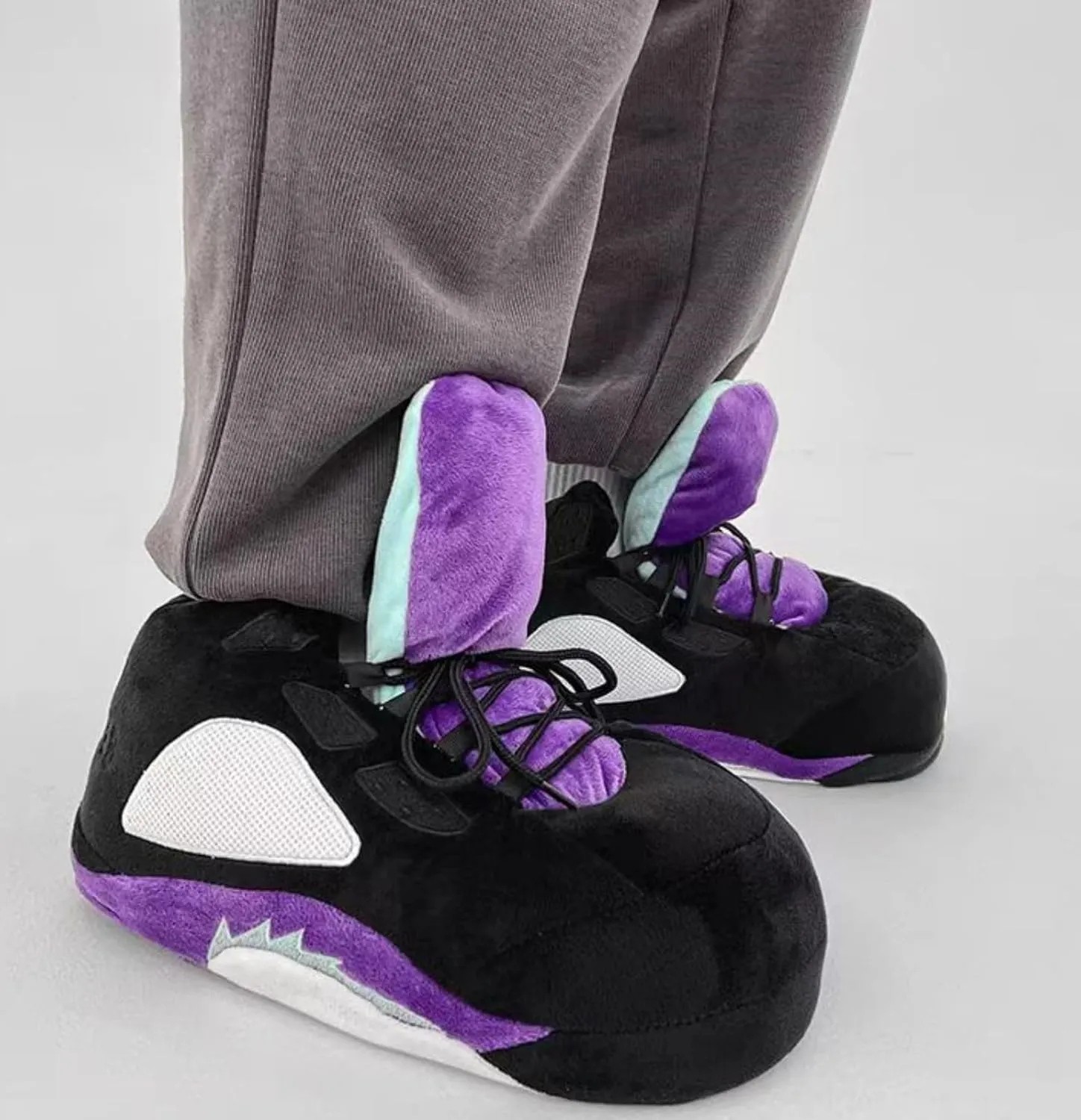 Unisex Cosy Trendy Sneaker Slippers - Warm Plush Anti-Skid Rubber Sole Comfy Fluffy Shoes - One-Size 6-12 Fleece Lined House Shoes
