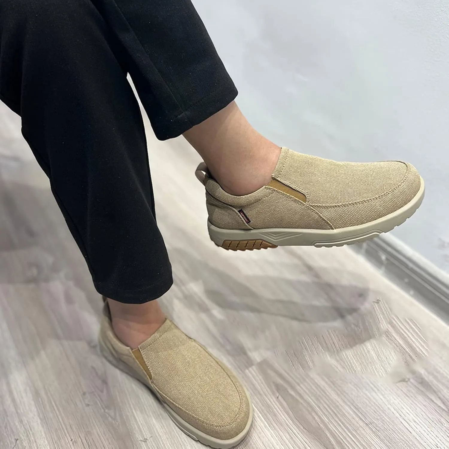 UPIShi Men's Slip On Arch Support Loafers Casual Orthopedic Plantar Fasciitis Relief Non Slip Canvas Comfortable Walking Shoes