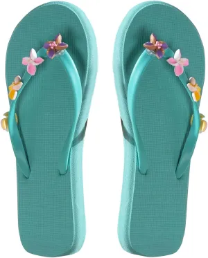 Verdusa Women's Vacation Floral T Strap Thong Sandals Summer Open Toe Flat Flip Flops