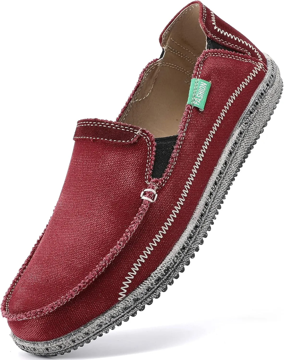 VILOCY Mens Slip on Deck Shoes Zero Drop Casual Canvas Loafer Vintage Flat Boat Shoes