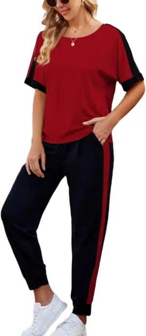 VIMPUNEC Women 2 Piece Outfits Summer Casual Lounge Sets Soft Sweatsuits Trendy Matching Sets
