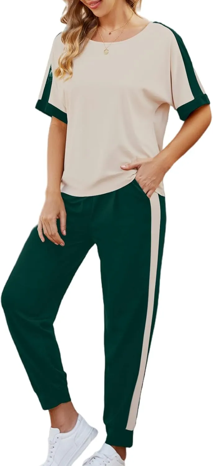 VIMPUNEC Women 2 Piece Outfits Summer Casual Lounge Sets Soft Sweatsuits Trendy Matching Sets