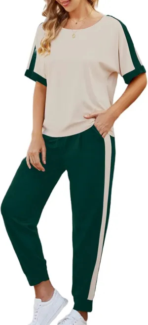 VIMPUNEC Women 2 Piece Outfits Summer Casual Lounge Sets Soft Sweatsuits Trendy Matching Sets