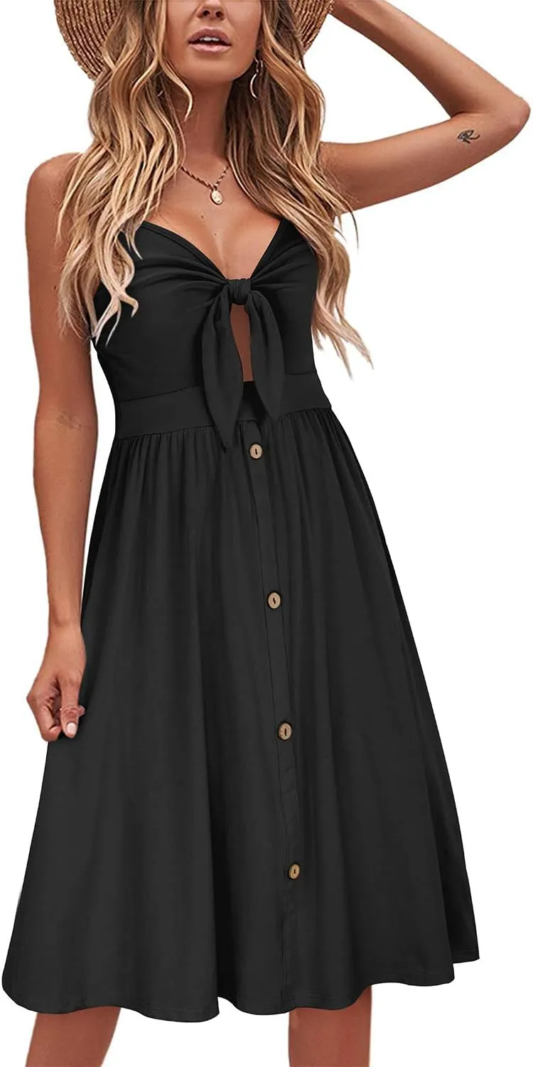 VOTEPRETTY Women's Summer Dresses Spring Sundresses Beach Clothes Outfit Vacation 2024 V Neck Casual Tropical Resort Hawaiian