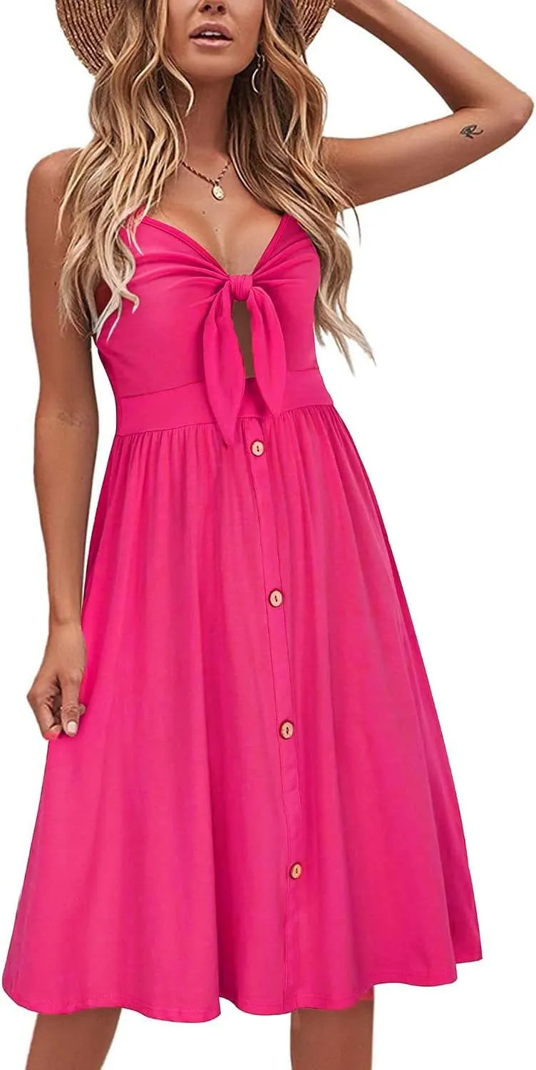 VOTEPRETTY Women's Summer Dresses Spring Sundresses Beach Clothes Outfit Vacation 2024 V Neck Casual Tropical Resort Hawaiian