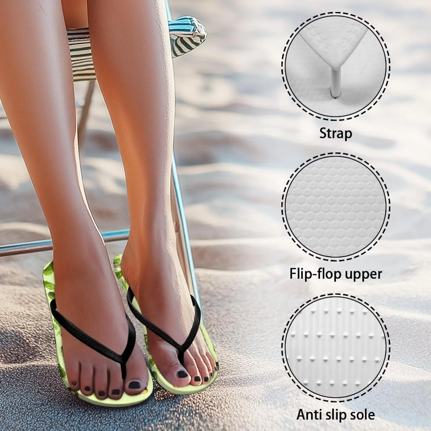 Walking Flip Flops Flat Sandal Yoga Mat Summer Beach Shoe Thong Slippers for Women with Arch Support