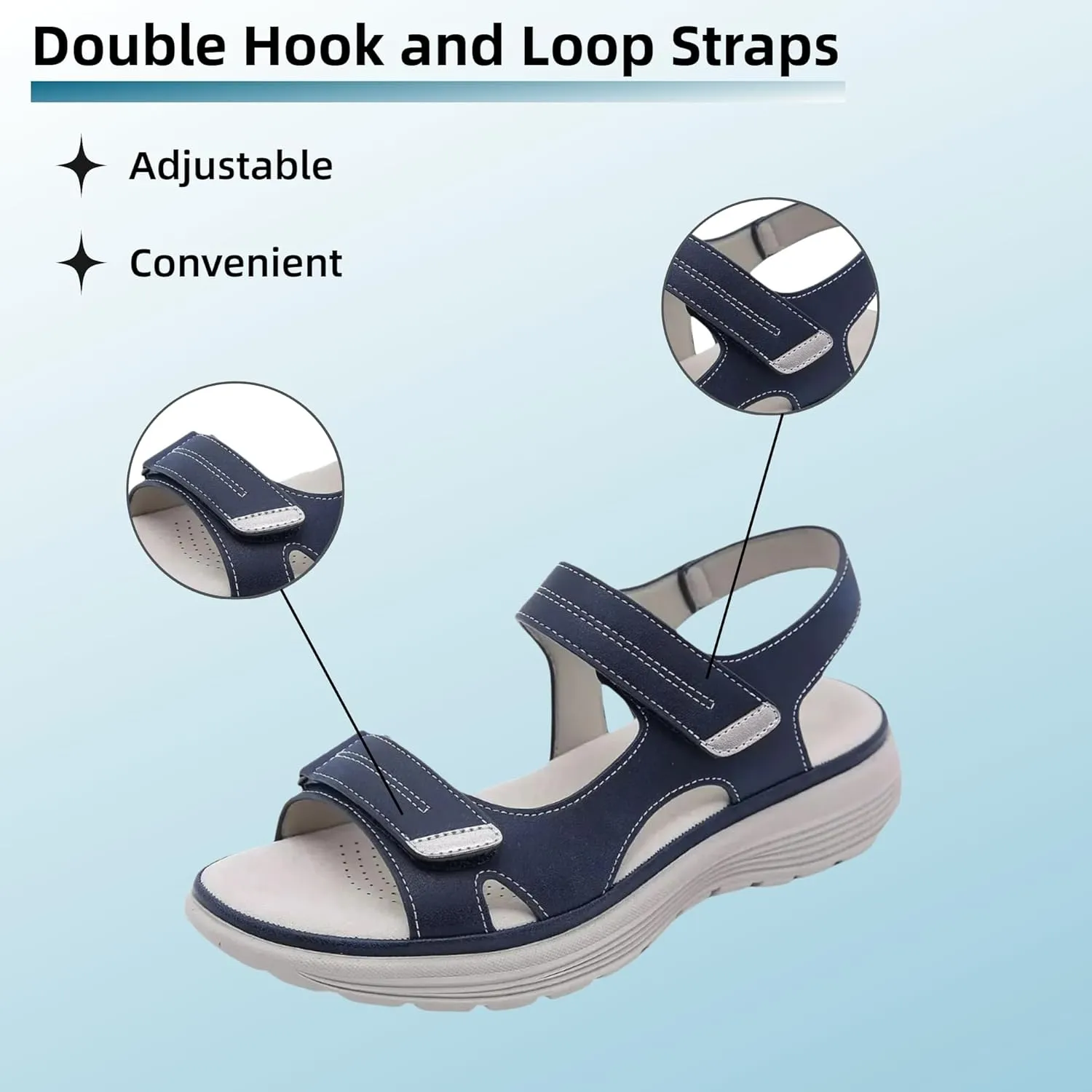 Walking Sandals Women Comfort Orthopedic Hiking Sandals Arch Support Sport Outdoor Thick Cushion Adjustable Strap Sandals