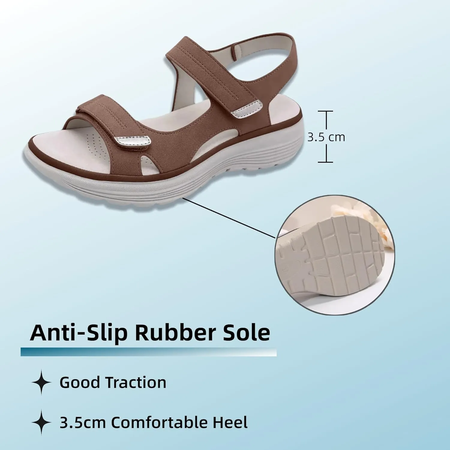 Walking Sandals Women Comfort Orthopedic Hiking Sandals Arch Support Sport Outdoor Thick Cushion Adjustable Strap Sandals