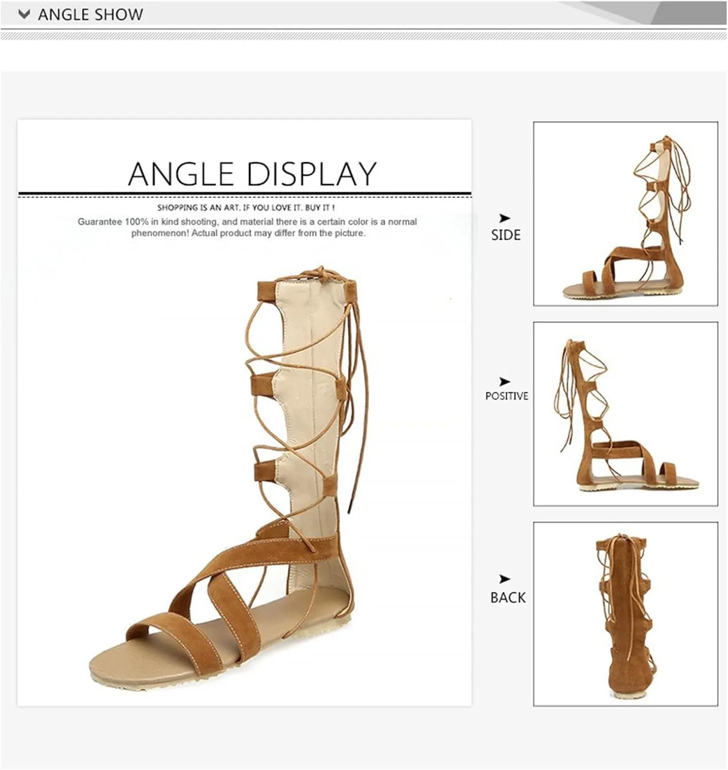 Women Gladiator Knee High Flat Strappy Sandal Lace Up Criss Cross Open Toe Roman Boots Shoe Summer Comfort Vacation Sandals