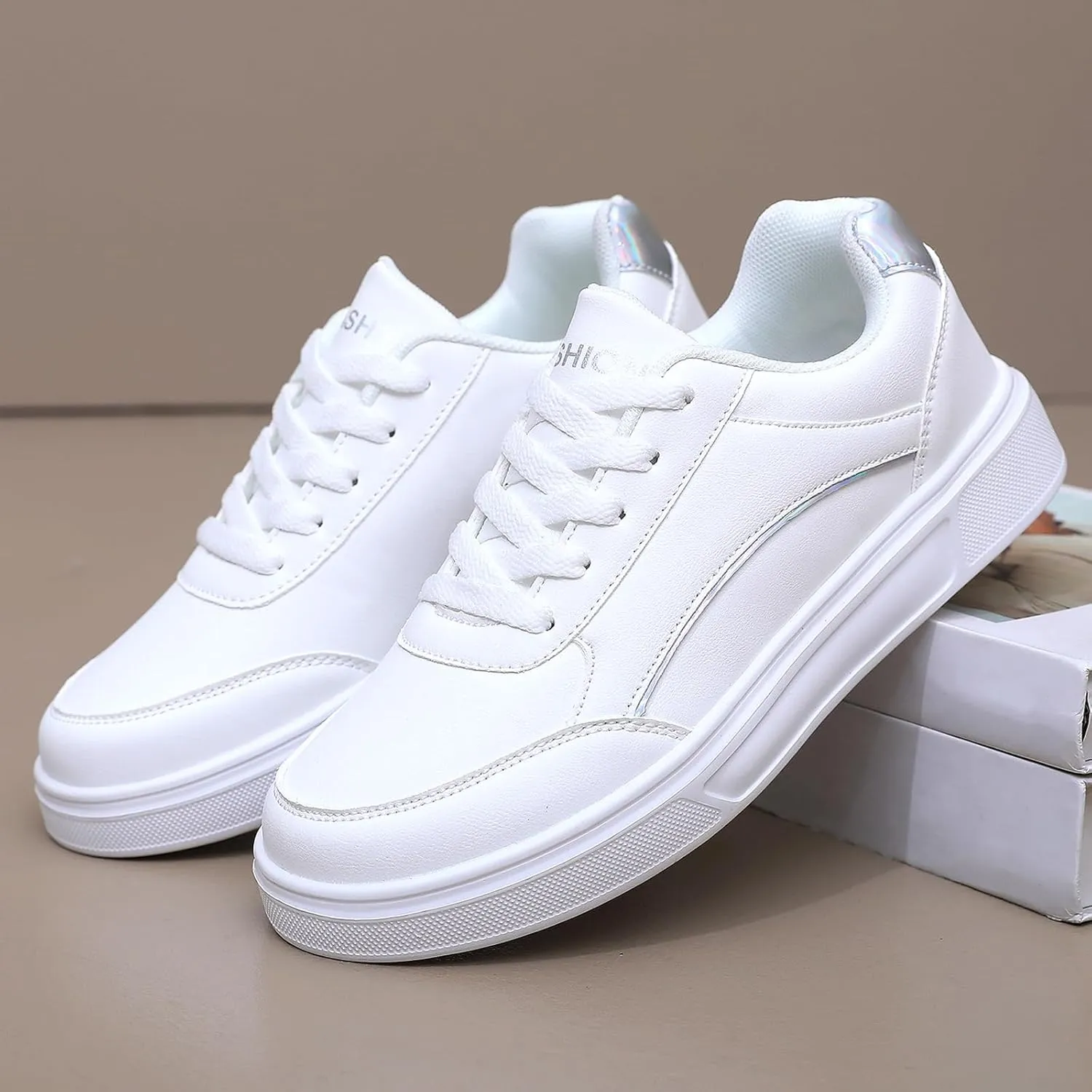 Women Shoes Casual Sneakers for Women Lace Up Skate Shoes Classicial White Shoes Cute Design Rainbow Colored Fashion Shoes for Students