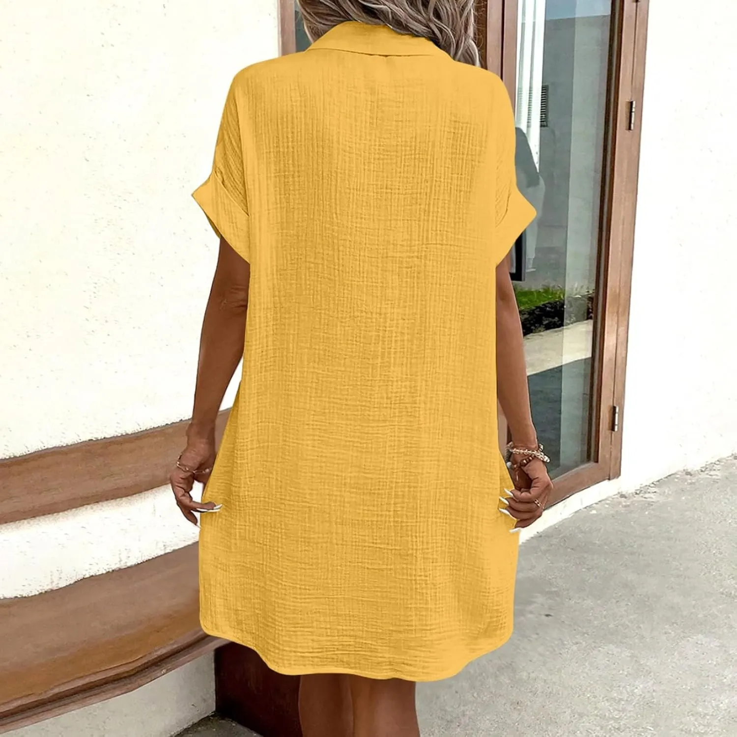 Women Summer Dresses 2025 Swiss Dot Bathing Suit Swimwear Button Down Beach Cotton Shirt Dress Cover up Resort Wear
