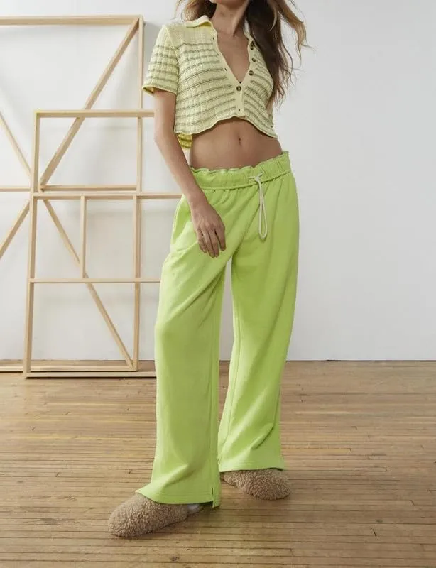 Women Y2k Jogger Pants Elastic High Waist Drawstring Loose Sweatpants Wide Leg Casual Workout Trousers Streetwear