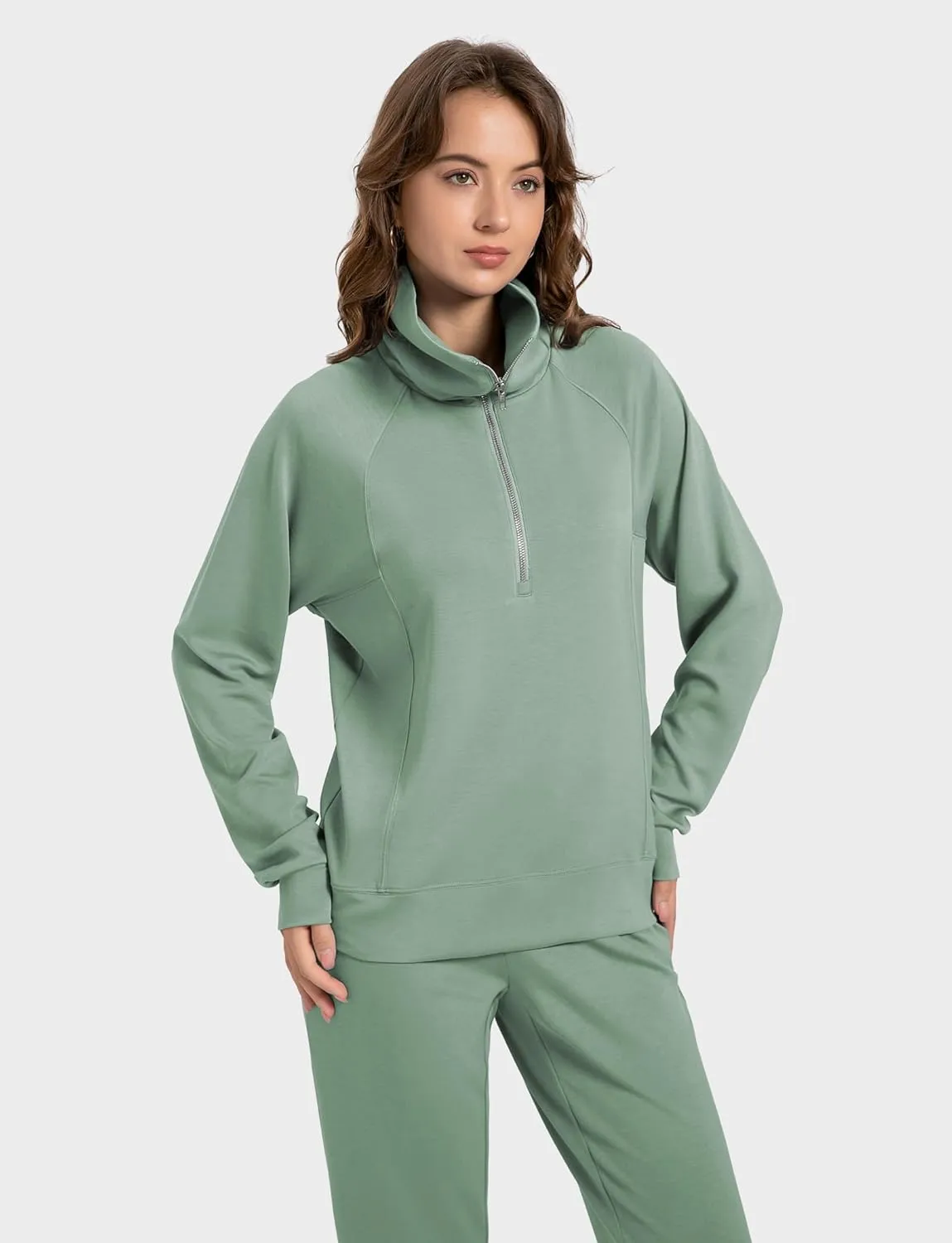 Women's 2 Piece Sets Sweatsuit Lapel Half Zip Sweatshirt Sweatpants Lounge Matching Sets Fall Outfits