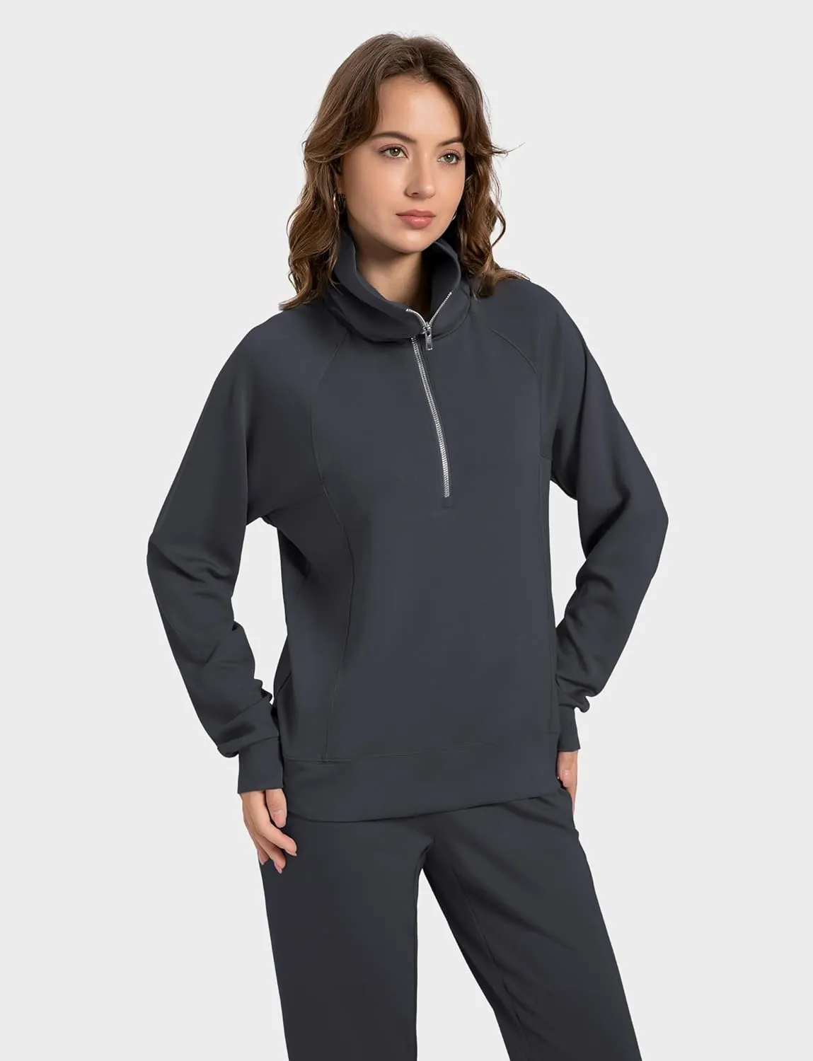 Women's 2 Piece Sets Sweatsuit Lapel Half Zip Sweatshirt Sweatpants Lounge Matching Sets Fall Outfits