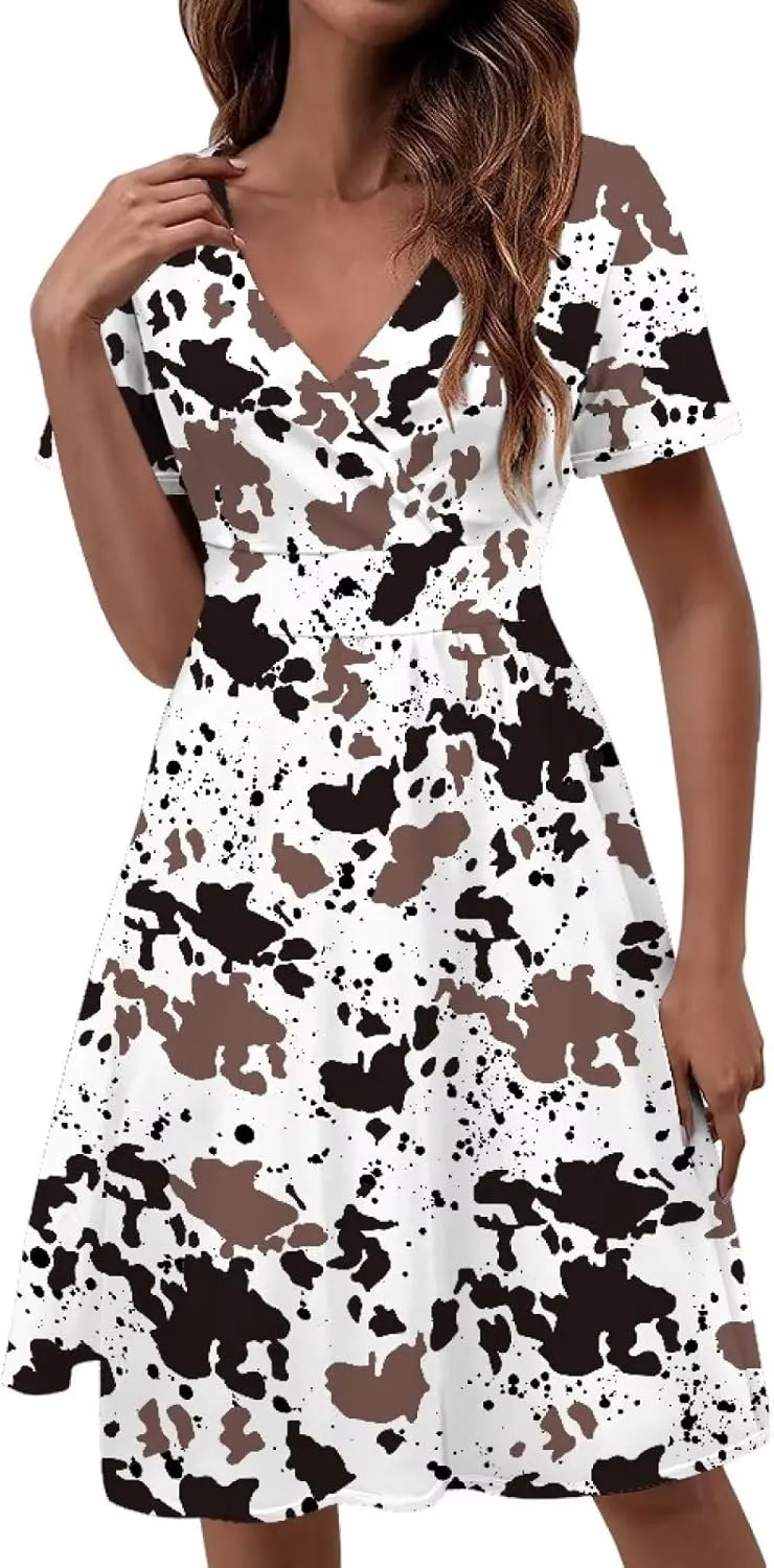 Women's 2025 Summer Maxi Dresses Plaid V Neck A Line Casual Beach Vacation Long Sundress