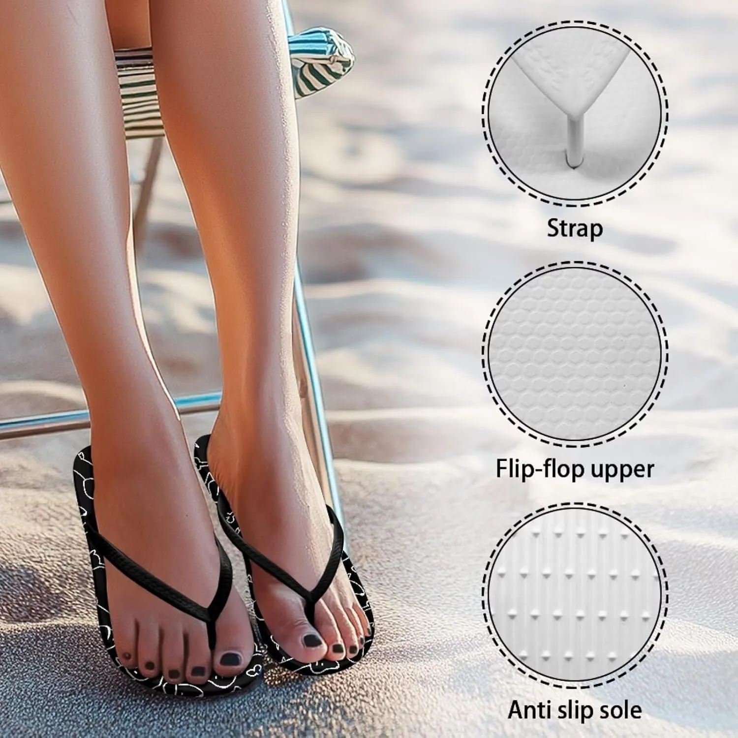 Women's Beach Pool Flip Flops Waterproof Walking Thong Sandals Slippers Summer Outdoor Indoor Shoes