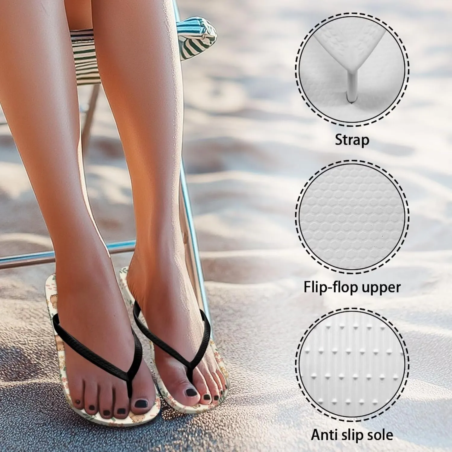Women's Beach Pool Flip Flops Waterproof Walking Thong Sandals Slippers Summer Outdoor Indoor Shoes