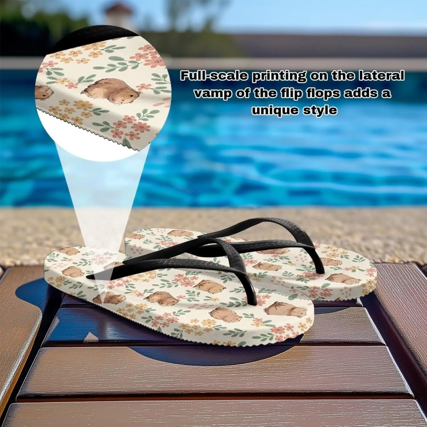 Women's Beach Pool Flip Flops Waterproof Walking Thong Sandals Slippers Summer Outdoor Indoor Shoes
