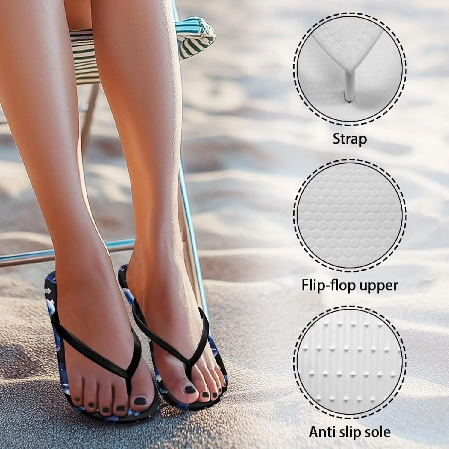 Women's Beach Pool Flip Flops Waterproof Walking Thong Sandals Slippers Summer Outdoor Indoor Shoes