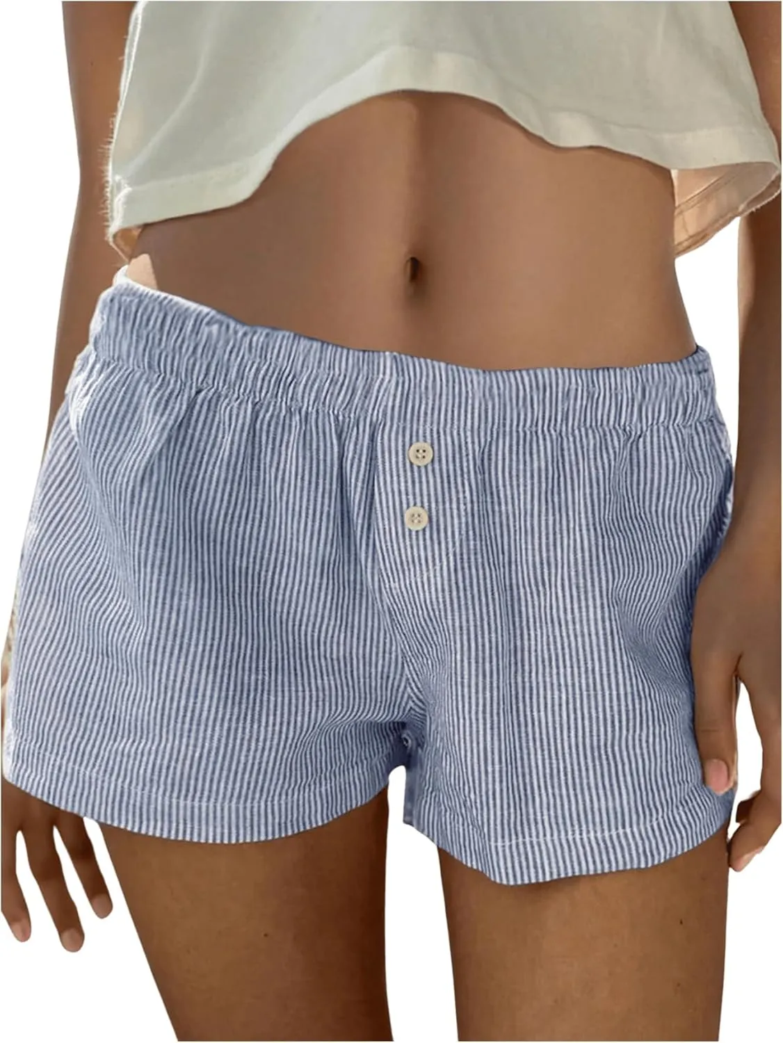 Women's Boxer Shorts Striped Straight Leg Low Rise Baggy Shorts Lounge Pajama Bottoms Shorts