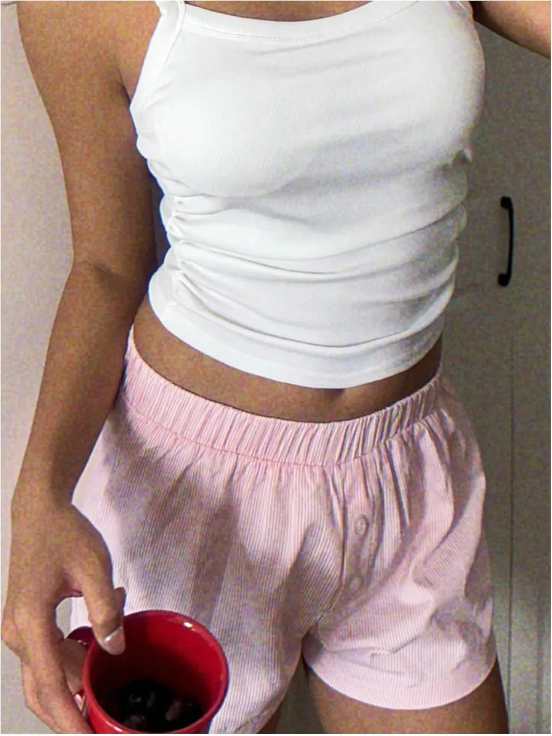 Women's Boxer Shorts Striped Straight Leg Low Rise Baggy Shorts Lounge Pajama Bottoms Shorts