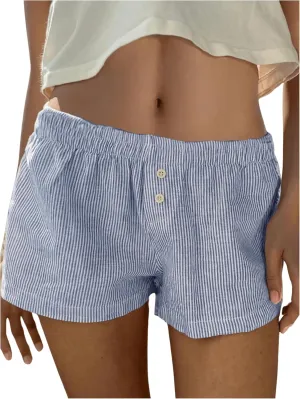 Women's Boxer Shorts Striped Straight Leg Low Rise Baggy Shorts Lounge Pajama Bottoms Shorts