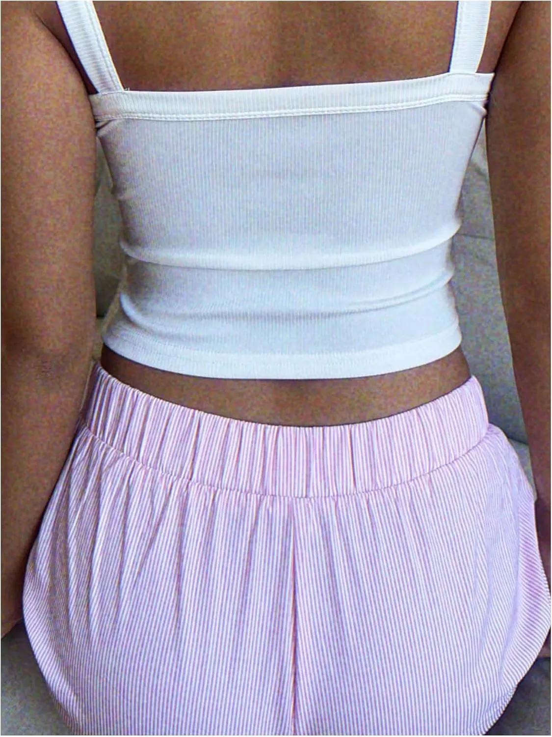 Women's Boxer Shorts Striped Straight Leg Low Rise Baggy Shorts Lounge Pajama Bottoms Shorts