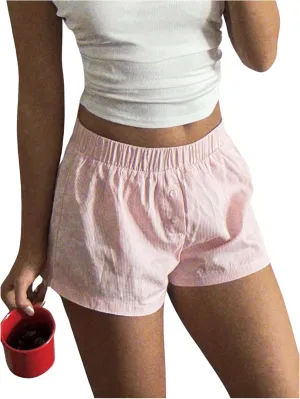 Women's Boxer Shorts Striped Straight Leg Low Rise Baggy Shorts Lounge Pajama Bottoms Shorts