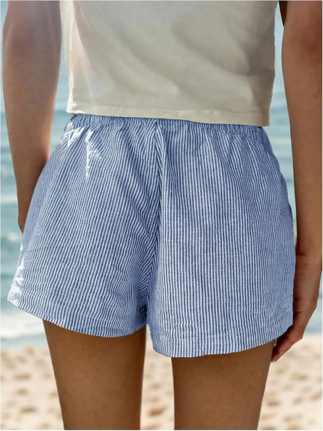 Women's Boxer Shorts Striped Straight Leg Low Rise Baggy Shorts Lounge Pajama Bottoms Shorts