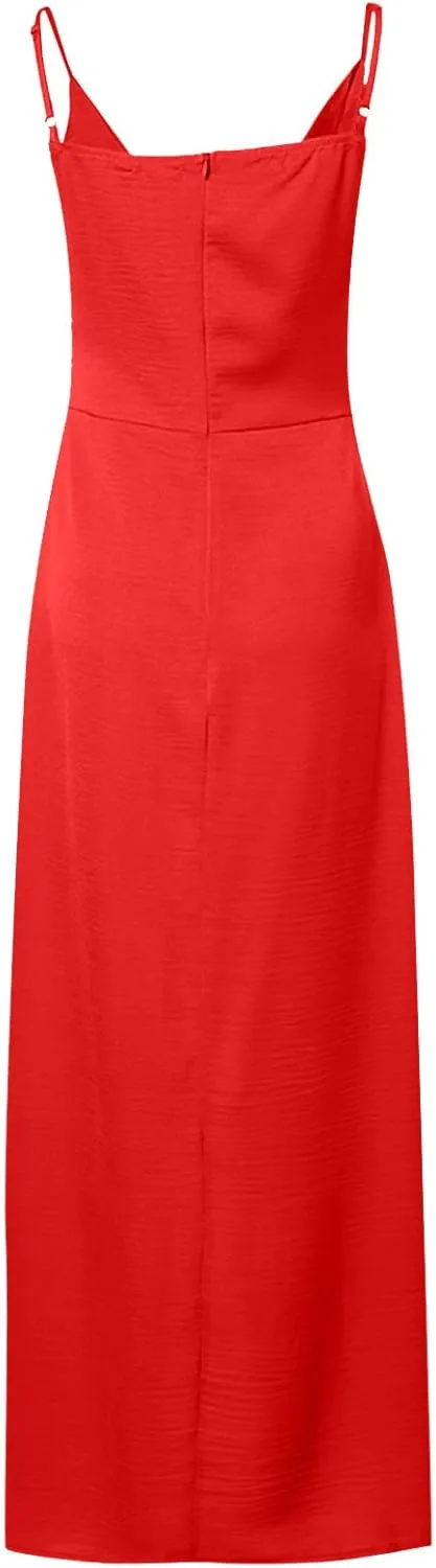 Womens Casual Summer Dresses Crisscross V-Neck Strap Formal Party Dress 2025 Solid Color Tummy Control Sundress