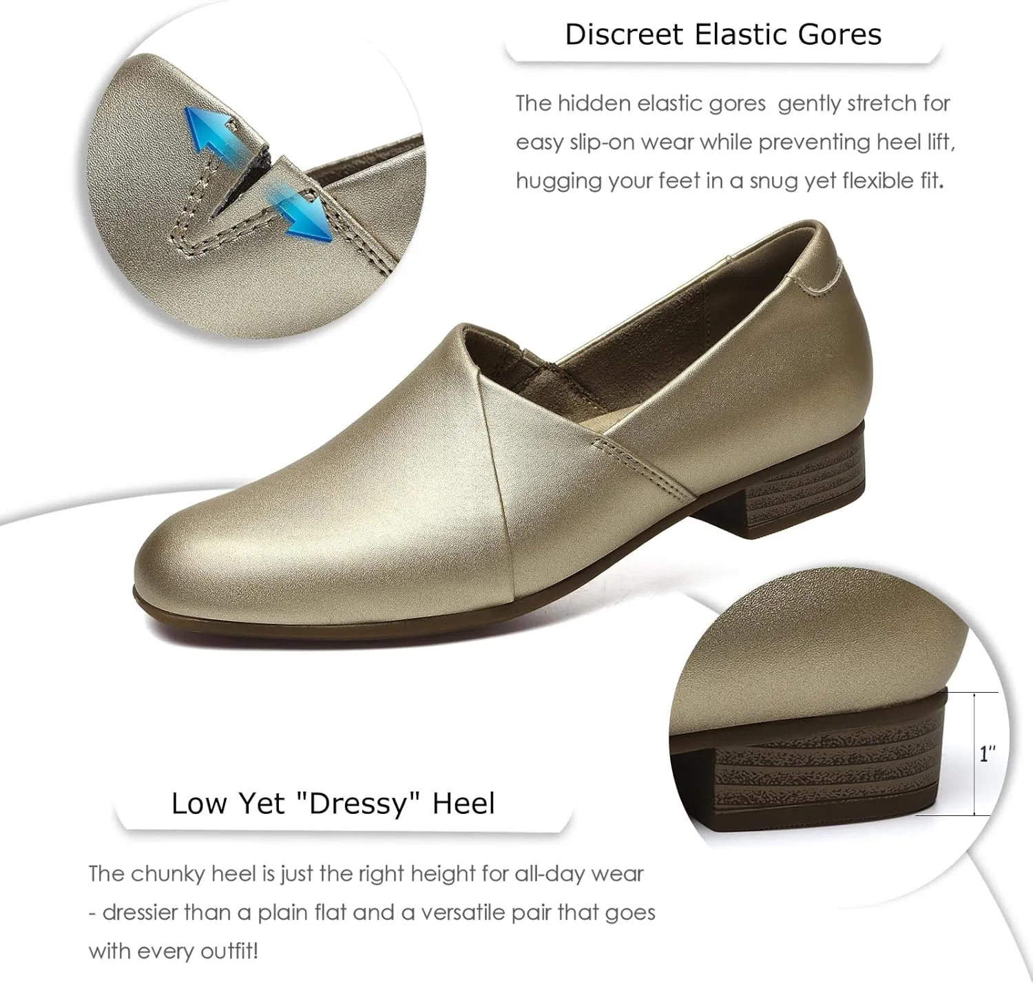 Women's Classic Comfort Dress Shoes Casual Leather Loafers Flats Cute Versatile Slip-Ons Everyday Work Shoes