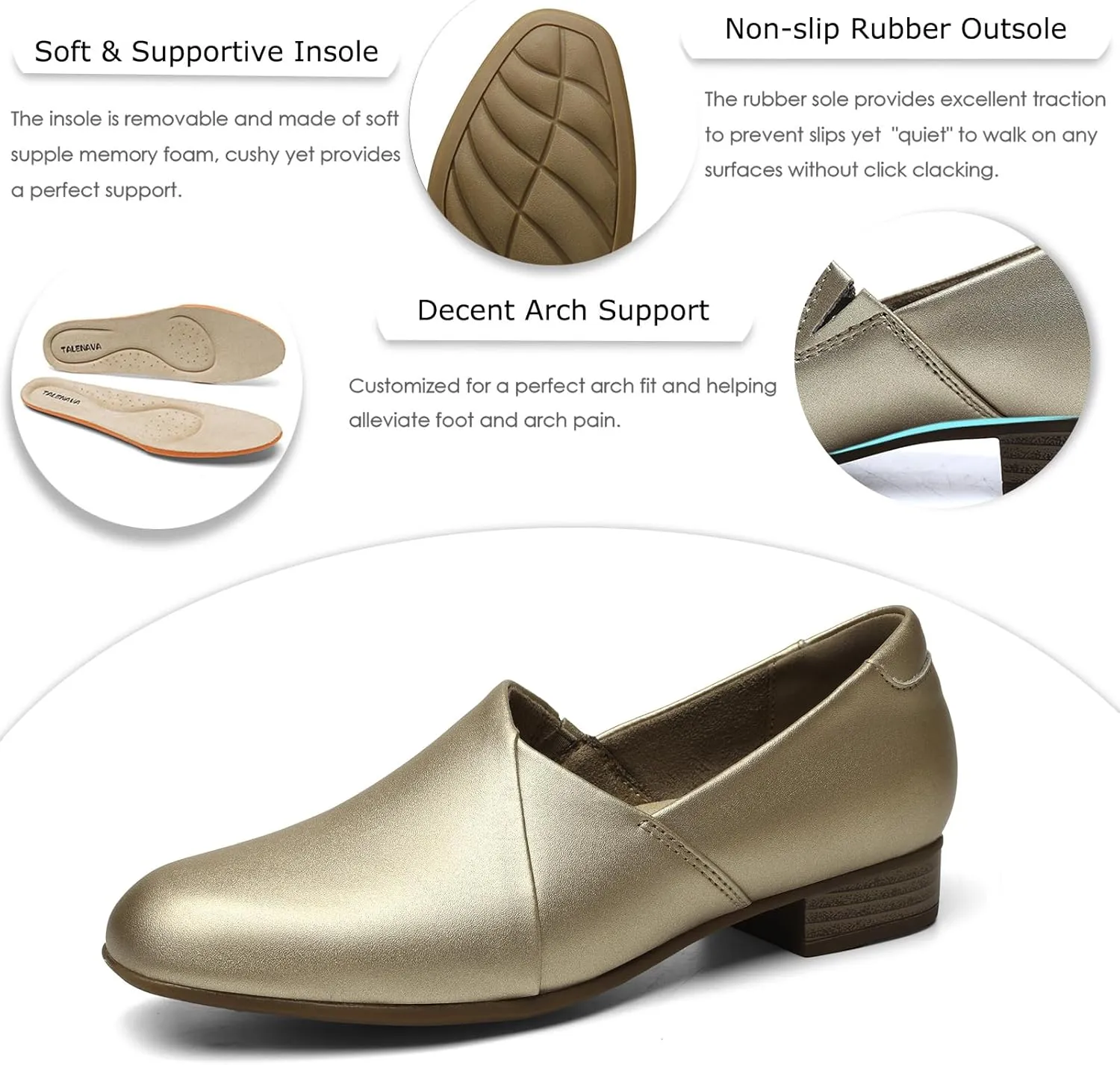 Women's Classic Comfort Dress Shoes Casual Leather Loafers Flats Cute Versatile Slip-Ons Everyday Work Shoes