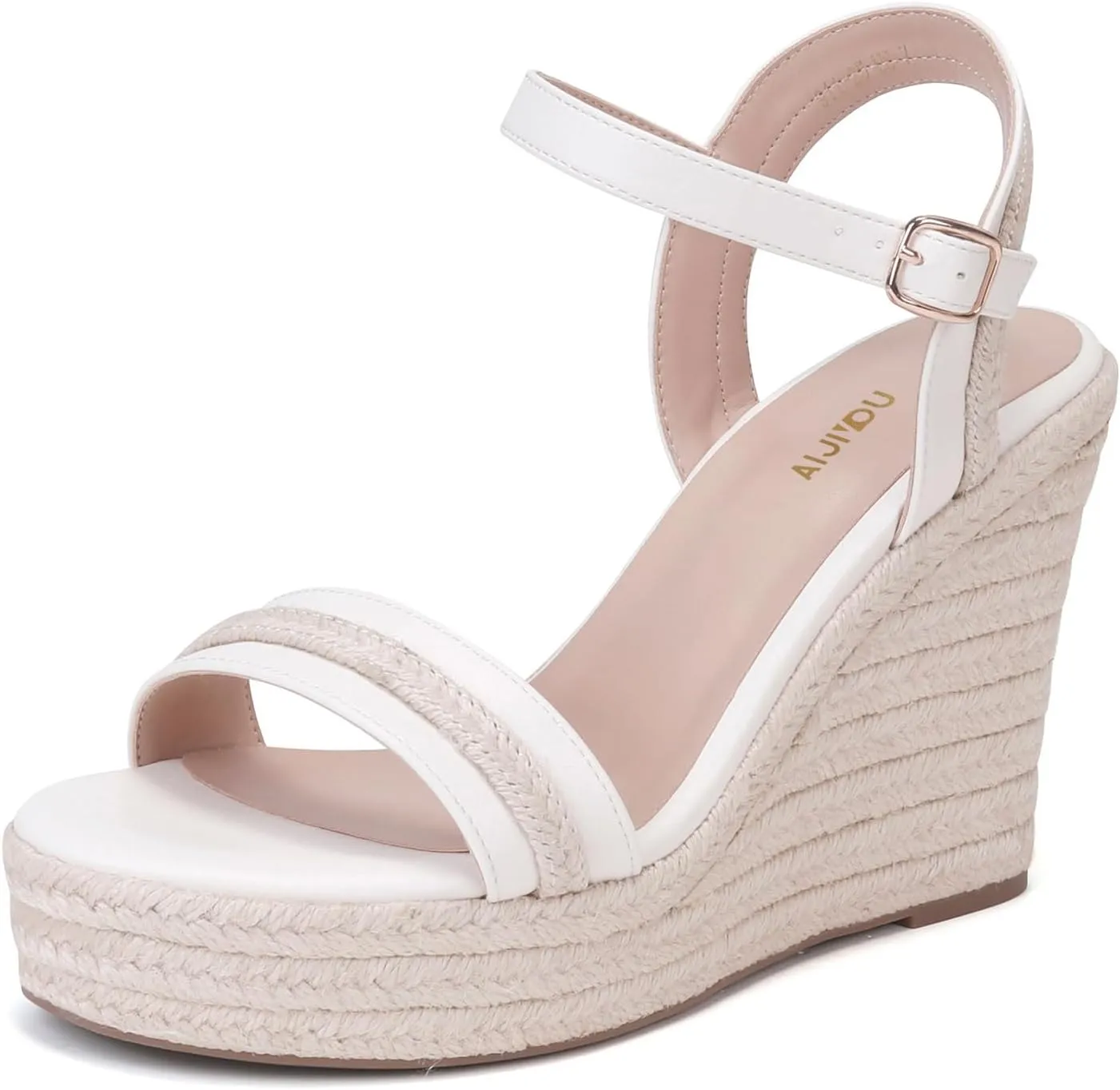 Women's Classic Summer Platform Dress Sandals Wedge Ankle Strap Round Open Toe Sandals Comfy Sloping High Heels for Women Casual Beach