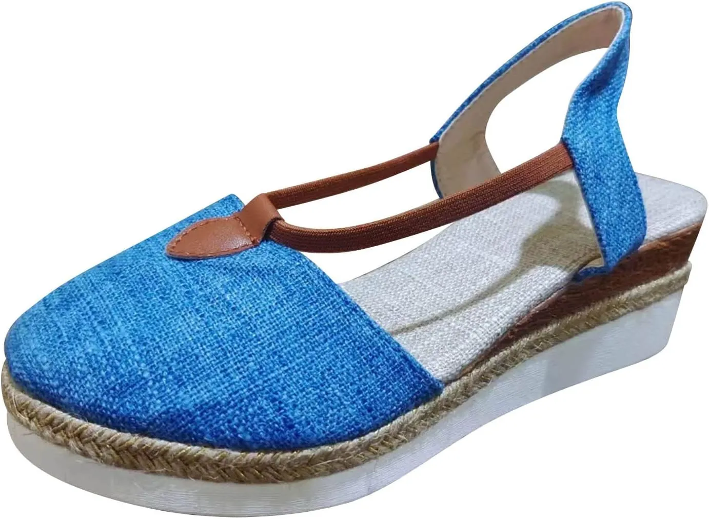 Women's Closed Toe Colorblock Sandals High Elastic Summer Platform Shoes Braided Spring Trendy Vacation Sandal