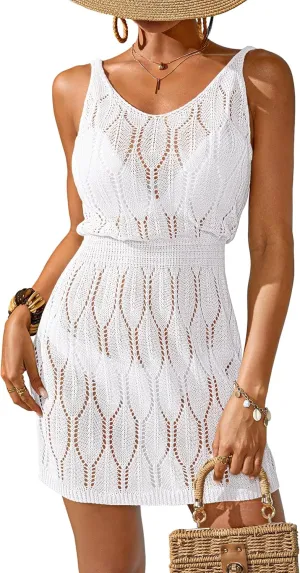 Womens Crochet Knit Beach Bikini Cover Up Dress Summer 2025 Trendy Outfits Bathing Suit Wrap Coverups Dresses