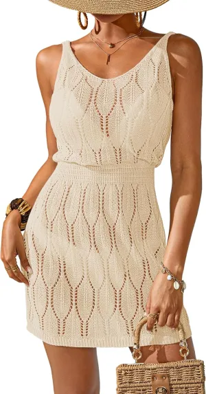 Womens Crochet Knit Beach Bikini Cover Up Dress Summer 2025 Trendy Outfits Bathing Suit Wrap Coverups Dresses