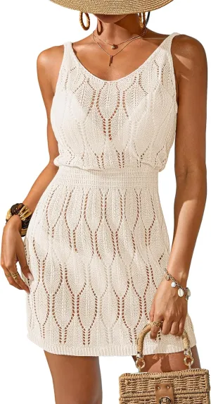 Womens Crochet Knit Beach Bikini Cover Up Dress Summer 2025 Trendy Outfits Bathing Suit Wrap Coverups Dresses
