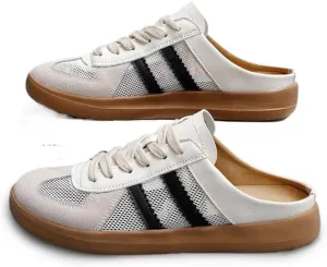 Women's Fashionable Contrast Mesh Design Lace Up Walking Shoes, Casual Slides Breathable Comfortable Sports Shoes, Female All-Match Round Toe Slip On for Daily Wear Girl